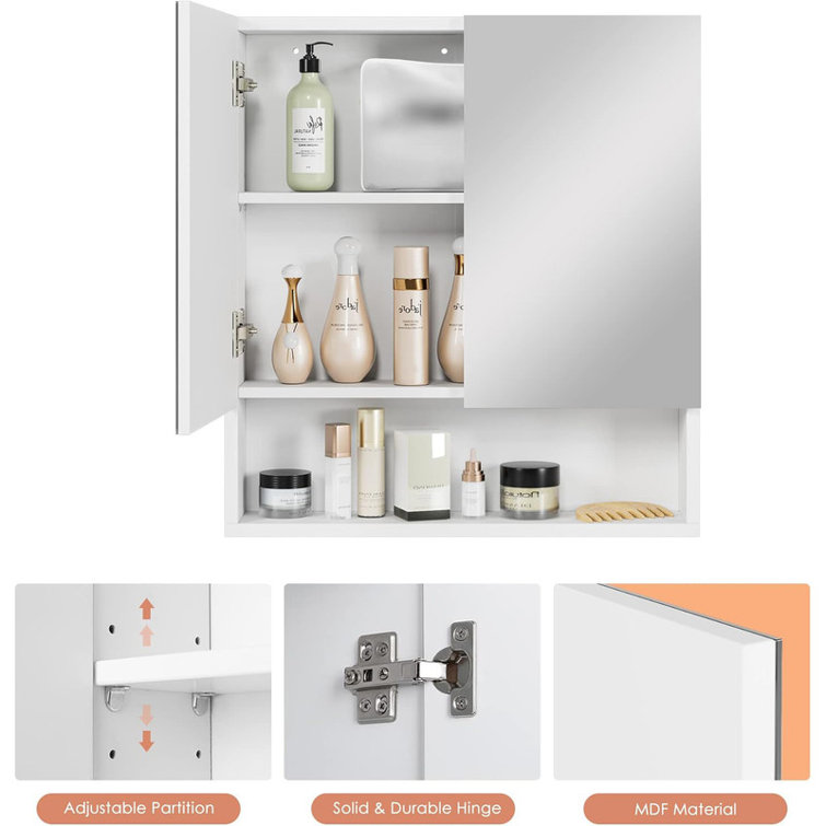 Ivy Bronx Bathroom Cabinet, Wall Mounted Bathroom Mirror with Storage ...